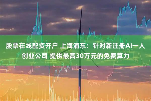 股票在线配资开户 上海浦东：针对新注册AI一人创业公司 提供最高30万元的免费算力